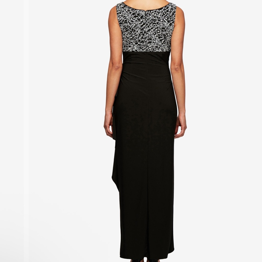 NEW Alex Evenings Formal Maxi Gown Black & Silver Sparkle Glitter Size 16 - Picture 2 of 7